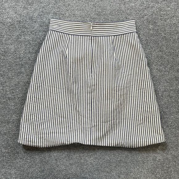 Theory Skirt Womens 00 White Blue Virgin Wool Blend Bubble A-Lined Back Zip Mini - Picture 7 of 10